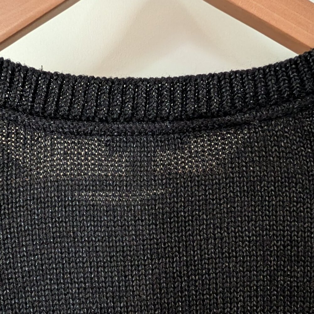 J. Jill Metallic Black Festive Midweight Pullover Sweater Rayon Cotton Blend XL - Picture 4 of 6